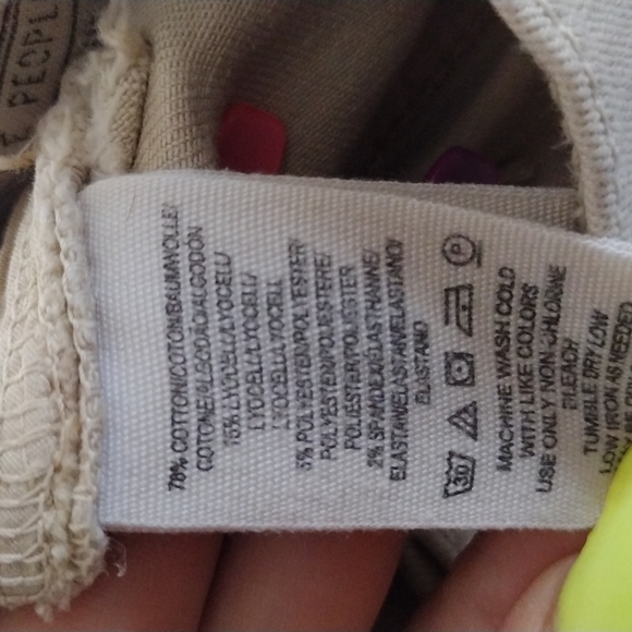 Free people khaki tan light stretchy jeans distressed holes w 25r - Picture 6 of 6